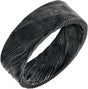 Damascus Steel 8 mm Flat Black  Patterned Band Size 7