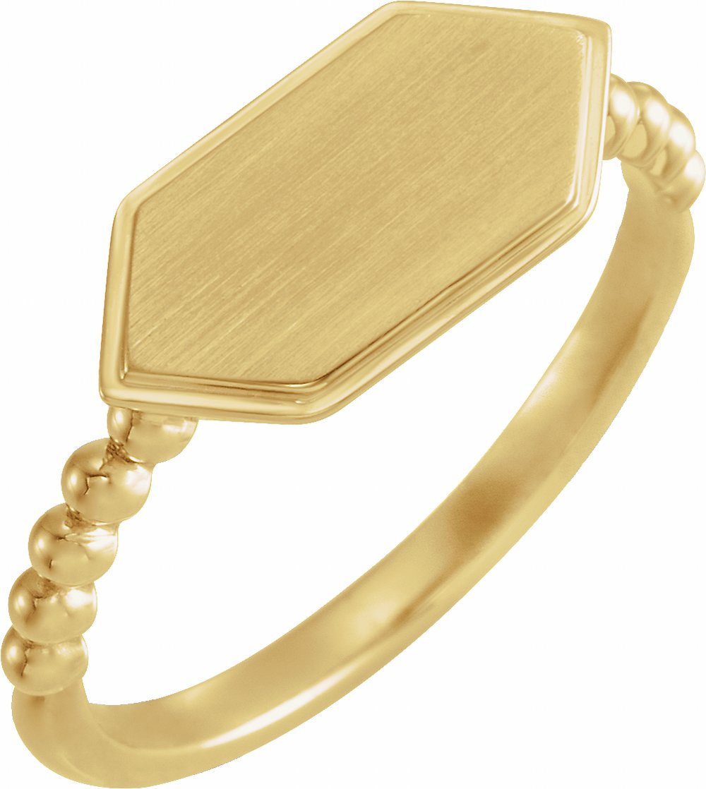 14K Yellow 15x7 mm Geometric Signet Ring