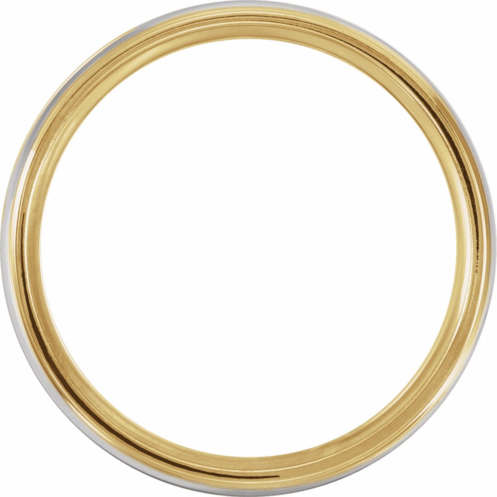 14K Yellow/White/Yellow Gold 6 mm Grooved Comfort-Fit Half Round Band Size 10