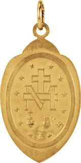 14K Yellow 20x13 mm Oval Miraculous Medal Pendant