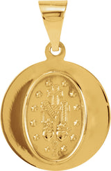 14K Yellow 15 mm Hollow Round Miraculous Medal