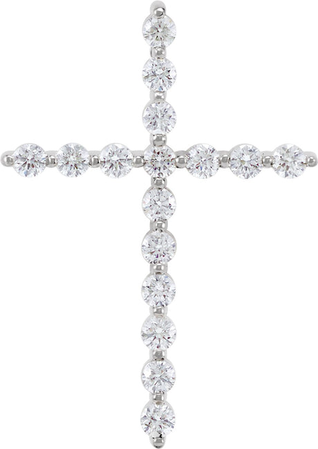 14K White 1/2 CTW Natural Diamond Cross Pendant