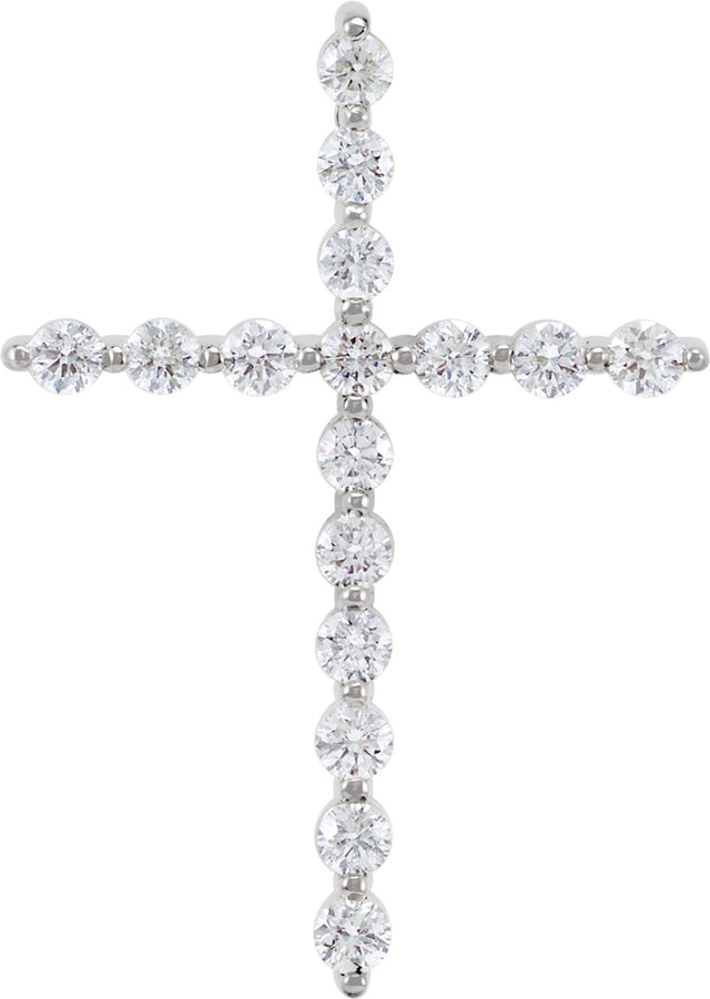 14K White 1/2 CTW Natural Diamond Cross Pendant