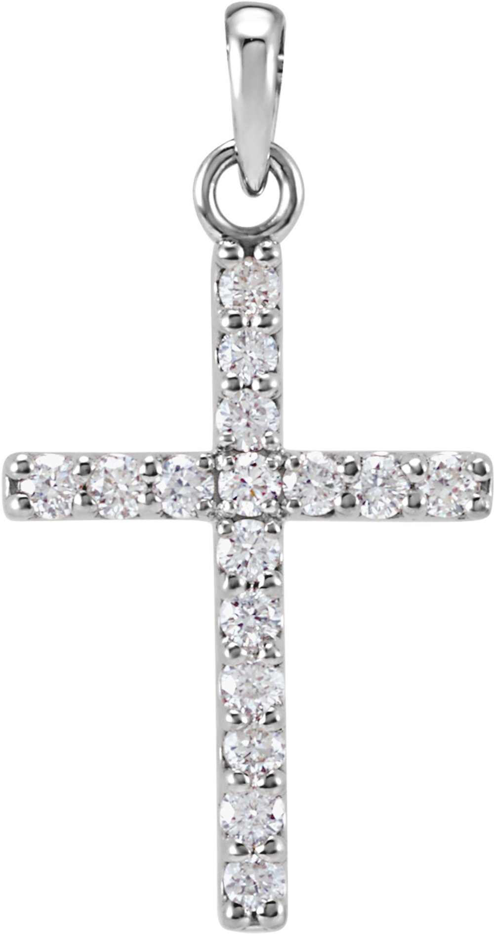 14K White 1/10 CTW Natural Diamond Cross Pendant