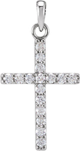 14K White 1/10 CTW Natural Diamond Cross Pendant