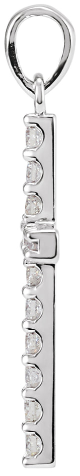 14K White Gold 1/2 CTW Natural Diamond Cross Pendant