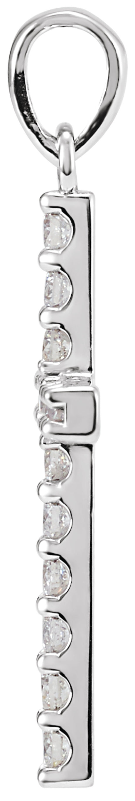 14K White Gold 1/2 CTW Natural Diamond Cross Pendant