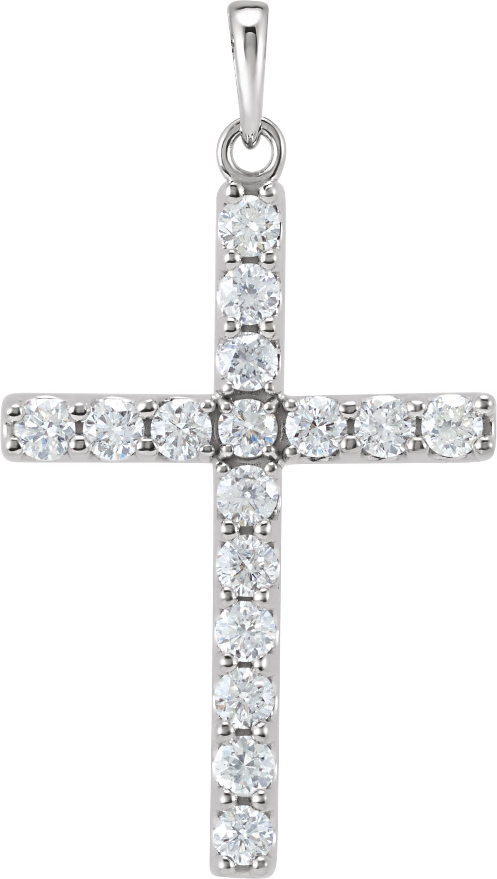 14K White 3/4 CTW Lab-Grown Diamond Cross Pendant