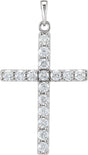 14K White 1 CTW Natural Diamond Cross Pendant