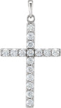 14K White Gold 1 CTW Natural Diamond Cross Pendant