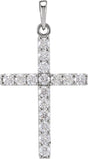 14K White 3/4 CTW Natural Diamond Cross Pendant