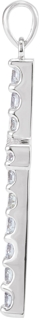 14K White Gold 1/4 CTW Natural Diamond Cross Pendant