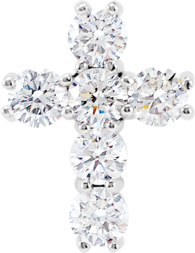 14K White 9/10 CTW Natural Diamond Cross Pendant