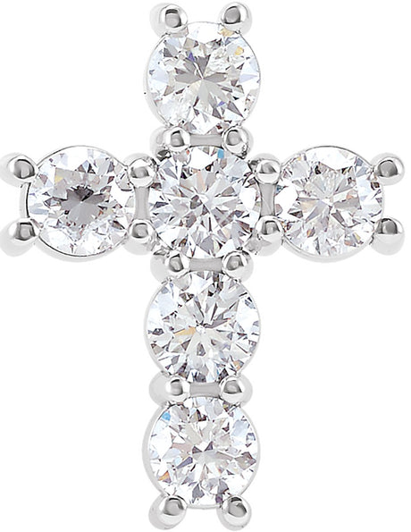 14K White 1 1/6 CTW Natural Diamond Cross Pendant