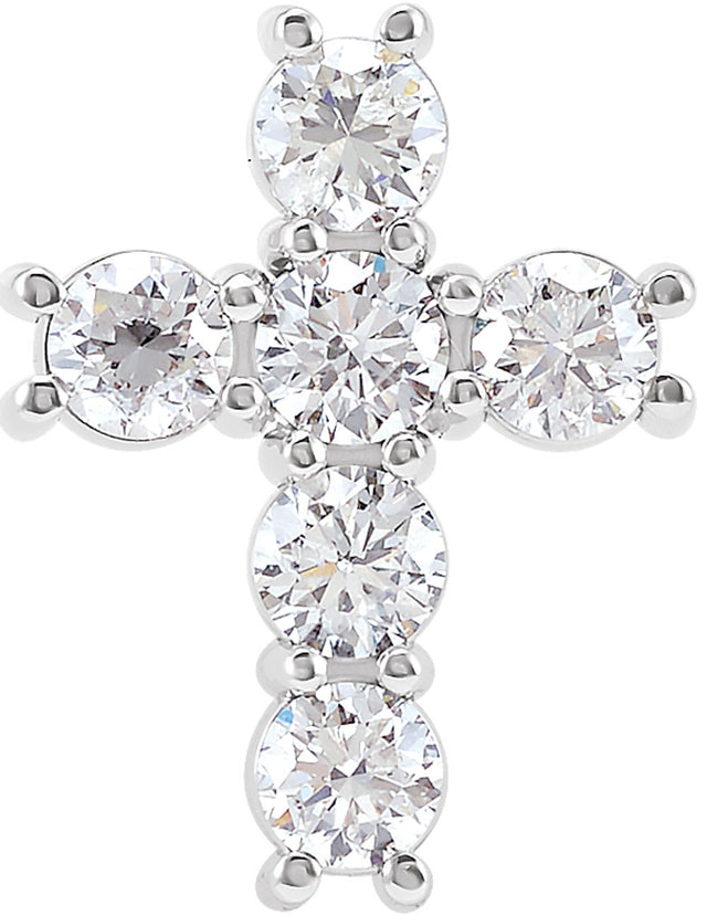 14K White 1 1/6 CTW Natural Diamond Cross Pendant