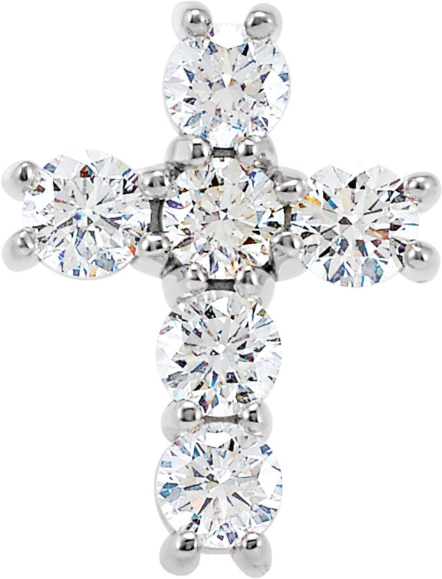 14K White 3/4 CTW Natural Diamond Cross Pendant