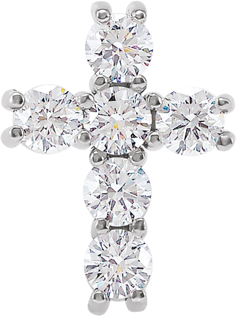 14K White 1/2 CTW Natural Diamond Cross Pendant