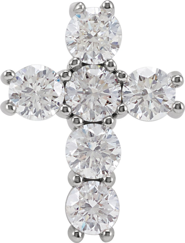 14K White Gold 1 3/8 CTW Natural Diamond Cross Pendant