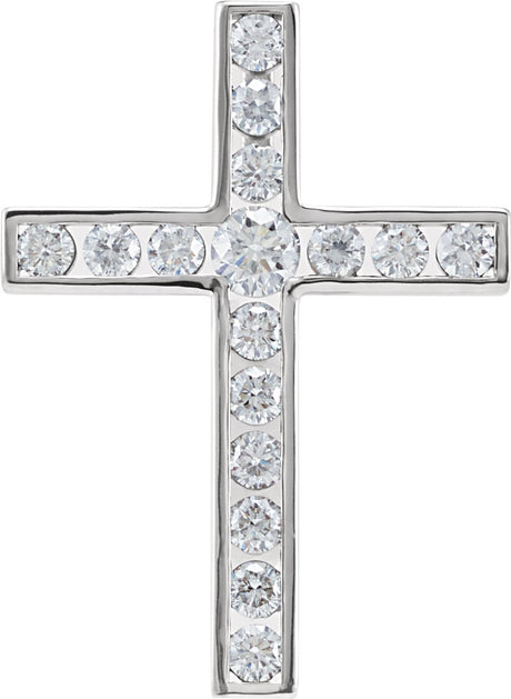 14K White Gold 3/4 CTW Natural Diamond Cross Pendant