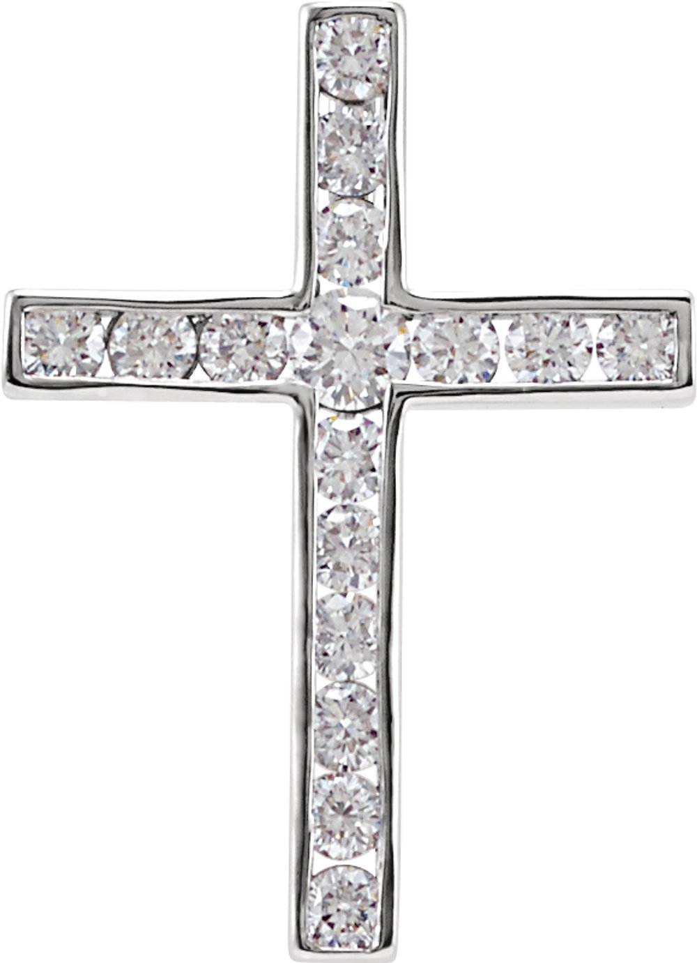 14K White 1/4 CTW Natural Diamond Cross Pendant