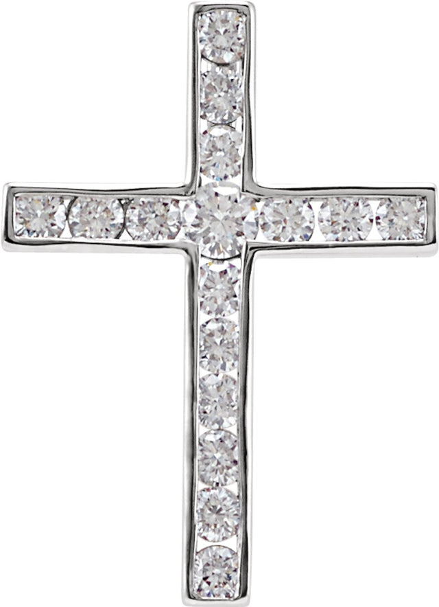 14K White 1/4 CTW Natural Diamond Cross Pendant