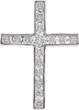 14K White 1/4 CTW Natural Diamond Cross Pendant