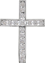 14K White 1/2 CTW Natural Diamond Cross Pendant