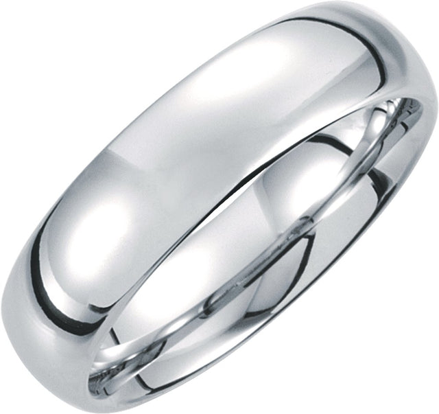 White Tungsten 6 mm Half Round Band Size 7.5