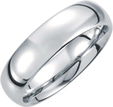 White Tungsten 6 mm Half Round Band Size 8