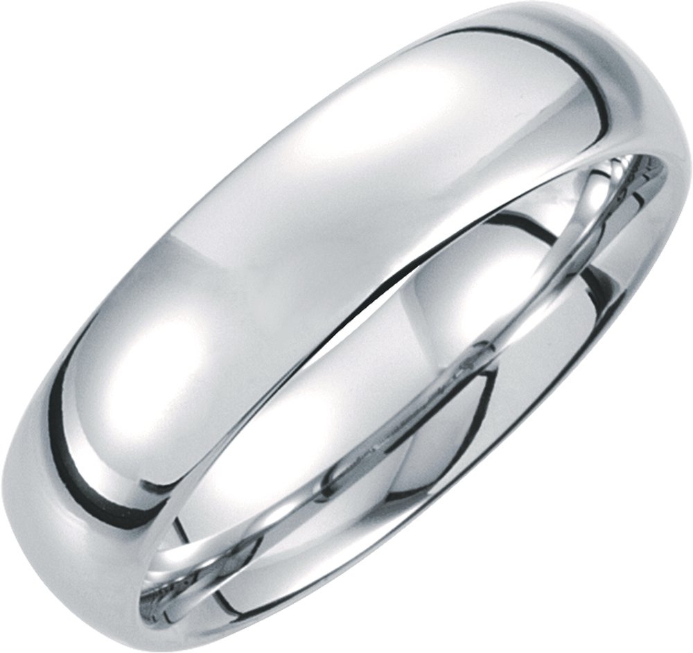 White Tungsten 6 mm Comfort-Fit Half Round Band Size 7.5