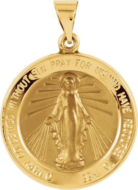 14K Yellow 22 mm Hollow Round Miraculous Medal