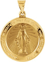 14K Yellow 22 mm Hollow Round Miraculous Medal