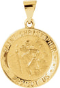 14K Yellow 18 mm Hollow Round St. Christopher Medal