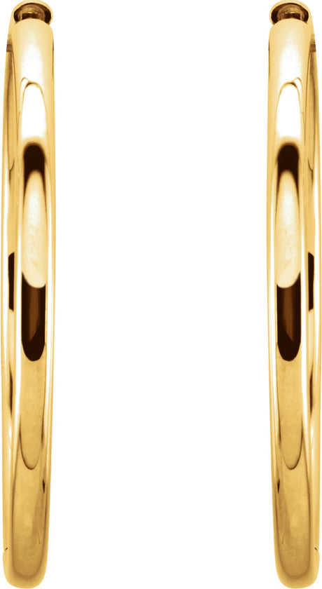 14K Yellow Gold Hinged 24 mm Hoop Earrings