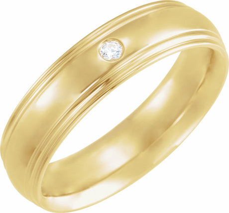 14K Yellow .04 CT Natural Diamond Half-Round Edge Band Size 10