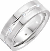 14K White Gold 1/6 CTW Natural Diamond Grooved Band Size 10