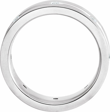 14K White Gold 1/6 CTW Natural Diamond Grooved Band Size 10