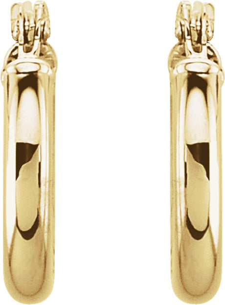 14K Yellow Gold Tube 13 mm Hoop Earrings