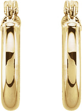 14K Yellow Gold Tube 13 mm Hoop Earrings