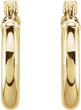 14K Yellow Gold Tube 10 mm Hoop Earrings