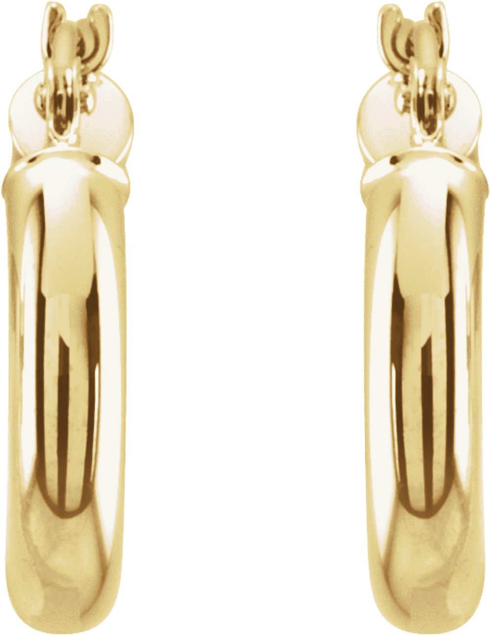 14K Yellow Gold Tube 15 mm Hoop Earrings