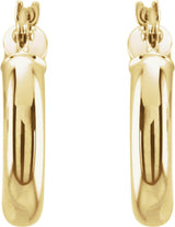 14K Yellow Gold Tube 15 mm Hoop Earrings