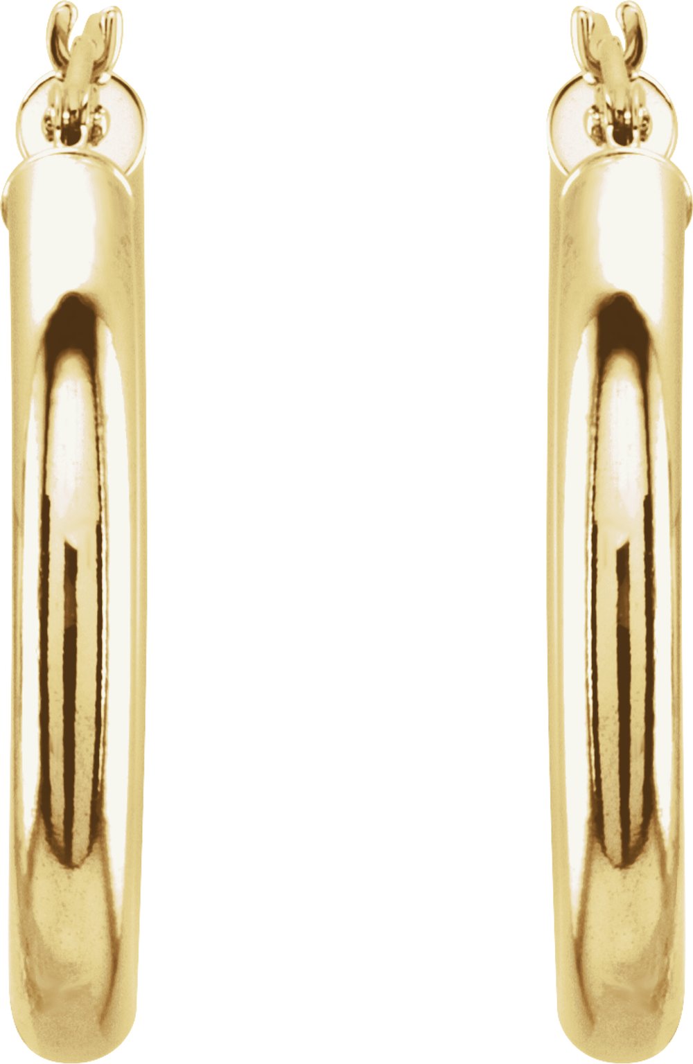 14K Yellow Tube 25 mm Hoop Earrings