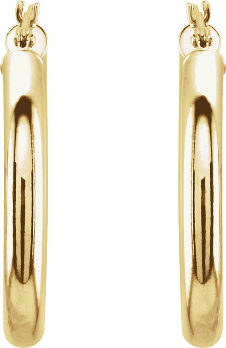 14K Yellow Tube 25 mm Hoop Earrings