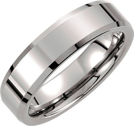 Tungsten 6 mm Beveled-Edge Band Size 7.5