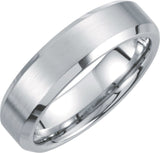 White Tungsten 6 mm Beveled-Edge Inlay Band Size 7