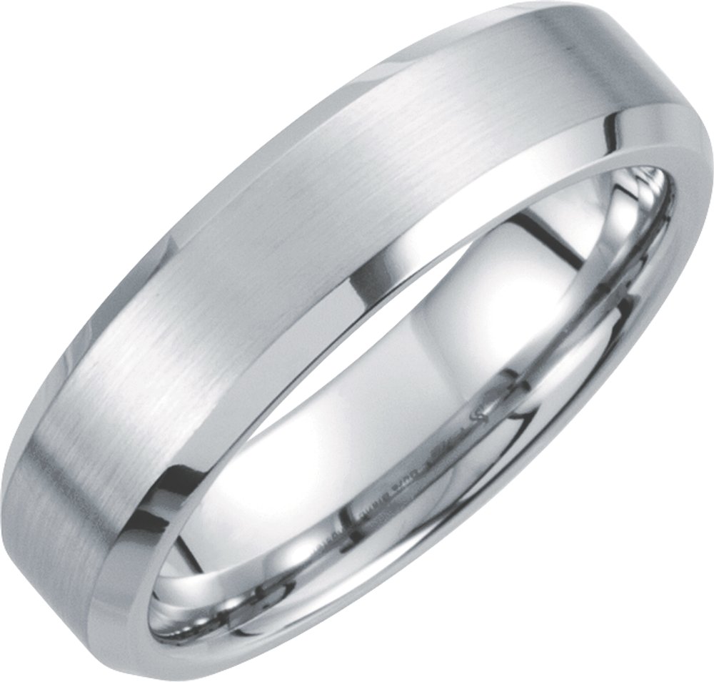 White Tungsten 6 mm Satin & Polished Beveled-Edge Band Size 6