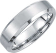 White Tungsten 6 mm Beveled-Edge Inlay Band Size 7