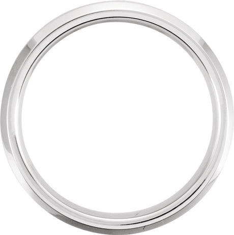 White Tungsten 6 mm Beveled-Edge Inlay Band Size 7