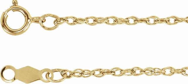 14K Yellow Gold 1.25 mm Rope 20" Chain
